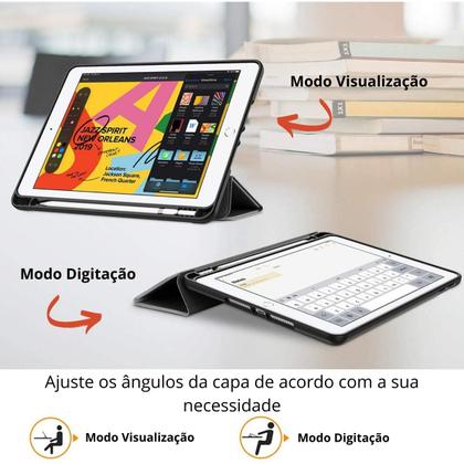 Imagem de Kit Caneta C/ Palm Rejection + Capa p iPad 6 ª ger 9.7" Protetora com Espaço para caneta Anti Impacto Proteção Total Capinha Smart Case Robusta