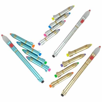 Imagem de Kit Caneta Foguete Com 4 Marcadores Cores