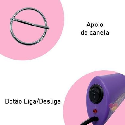 Imagem de Kit Caneta Hotfix Bivolt Para Aplicar Strass Aplicadora de Meia Perola Termocolante +7 Matriz Ponteiras + Estojo Pedra Strass Cristal