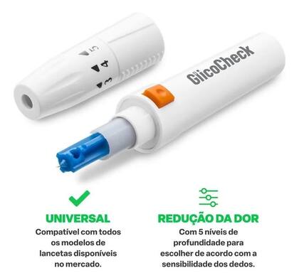 Imagem de Kit Caneta Lancetadora + 200 Lancetas 28g Glicocheck
