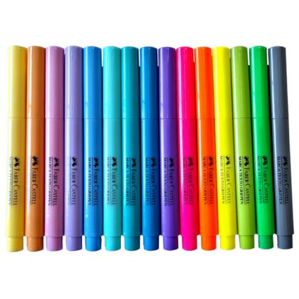 Imagem de Kit Caneta Marca Texto 15 Cores Neon Pastel Faber-Castell Grifpen