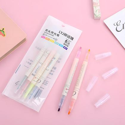 Imagem de Kit Caneta Marca Texto Neon com Ponta Dupla 6 Cores