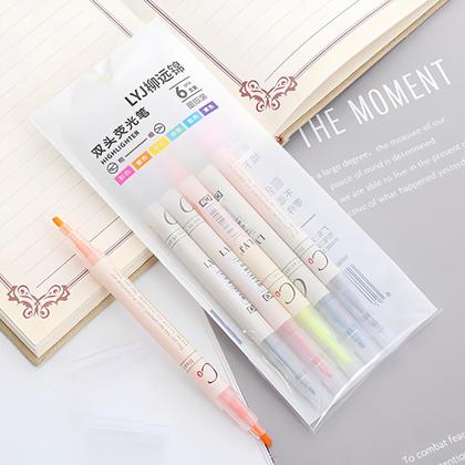 Imagem de Kit Caneta Marca Texto Neon com Ponta Dupla 6 Cores