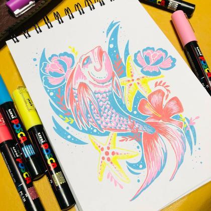 Imagem de Kit Caneta Posca Pc-5m C/ 6 Un N das Cores 1-24-33-13-6-2