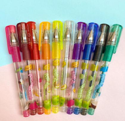 Imagem de Kit Canetas Coloridas Gel 24 Canetas Escolar Perfumadas