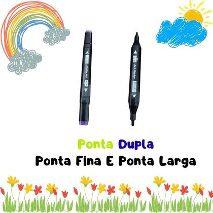 Imagem de Kit Canetas Marcador Para Colorir Com Ponta Dupla E 80 Cores
