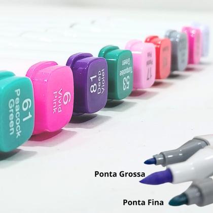 Imagem de Kit Canetas Marcadores canetinhas para colorir 60 cores com pontas dupla