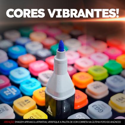 Imagem de Kit Canetinhas 80 Cores Ponta Dupla + Estojo Desenho Escolar
