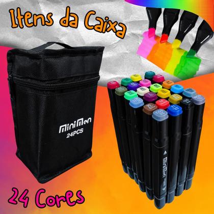 Imagem de Kit Canetinhas Coloridas Maleta 24 Cores Brush Pen Dupla