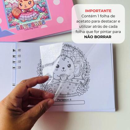 Imagem de Kit Canetinhas de Colorir 60 Cores Livro Capivara Estojo de Canetas Ponta Dupla Marcador