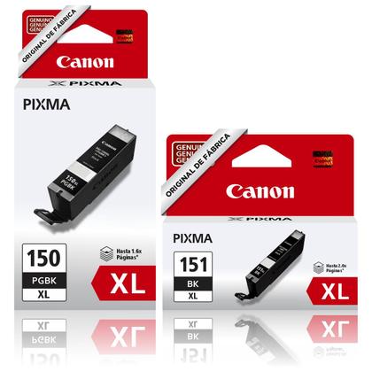 Imagem de Kit Canon 2 Cartuchos Pgi 150xl + 151xl Preta Original iP7210 iP8710 iX6810 MG5410 MG5510 MG5610 MG6310
