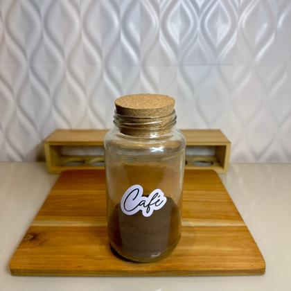 Imagem de Kit Cantinho do Café - 3 Potes de Vidro com Tampa de Cortiça + Adesivos- Armazenamento - Cozinha