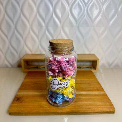 Imagem de Kit Cantinho do Café - 3 Potes de Vidro com Tampa de Cortiça + Adesivos- Armazenamento - Cozinha