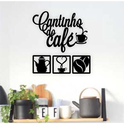 Imagem de Kit Cantinho do Café 4 Peças 30cm Decoração Cozinha Mdf 3mm + Dupla Face