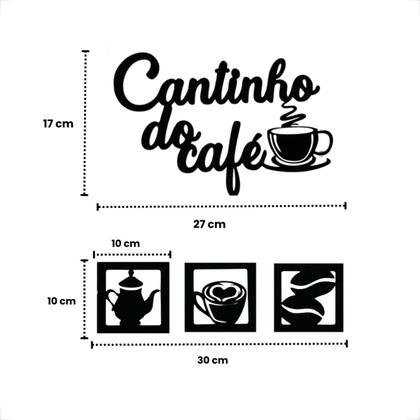 Imagem de Kit Cantinho do Cafe Bandeja e Quadro Vazado Mdf Pintado Decorativo