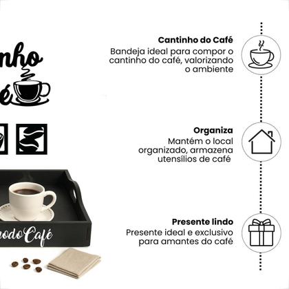 Imagem de Kit Cantinho do Cafe Bandeja e Quadro Vazado Mdf Pintado Decorativo