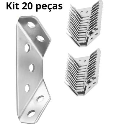 Imagem de Kit Cantoneiras de Aço Inox Trava 3 Lados 90º Com Parafusos Reforço De Cadeira E Moveis em Geral