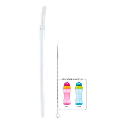 Imagem de Kit Canudo em Silicone e Escova para Garrafinha 13785 - Buba