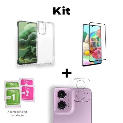 Imagem de Kit Capa Anti Impactos Transparentes + Película 3D Vidro + Película Câmera Para Moto G04