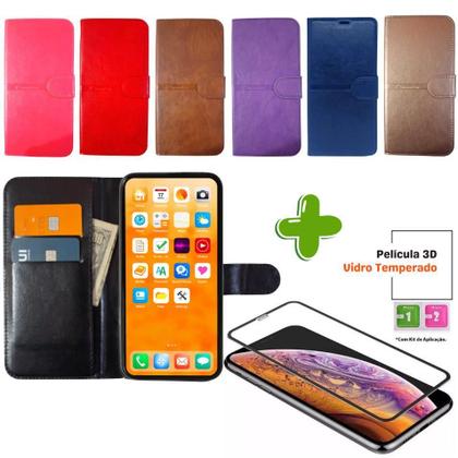 Imagem de Kit Capa Carteira Compatível Com Motorola G15 + Película 3D