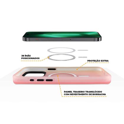 Imagem de Kit Capa case capinha Magsafe Pro Rosa e Película Defender Pro Privacidade para iPhone 15 - Gshield