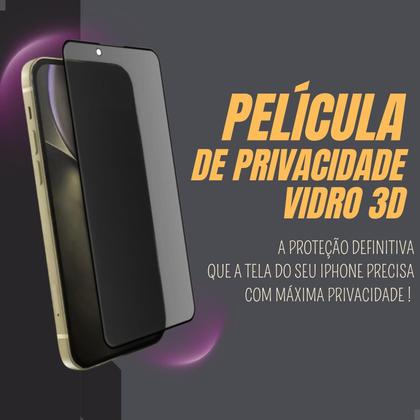 Imagem de Kit Capa Case Compatível Capinha Para Apple iPhone 16 Anti Impacto Reforçada Silicone Transparente Flexível e Pelicula Privacidade Anti Espião Spy Vid