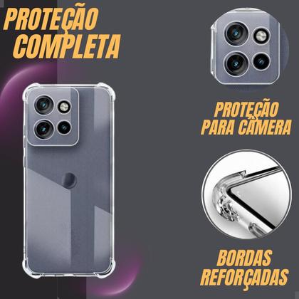 Imagem de Kit Capa Case Compatível Capinha Para Motorola Moto G75 Anti Impacto Reforçada Silicone Transparente Flexível e Pelicula De Vidro Temperado 3D 9H