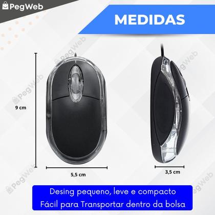 Imagem de Kit Capa Case Pasta Notebook 15.6" 14.1" 17.3" com Alça Compatível Todas Marcas + Mouse cabo USB Led