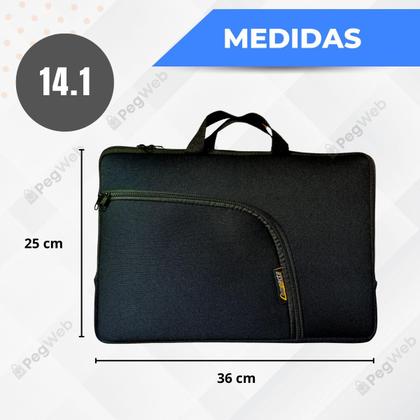 Imagem de Kit Capa Case Pasta Notebook 15.6" 14.1" 17.3" com Alça Compatível Todas Marcas + Mouse cabo USB Led