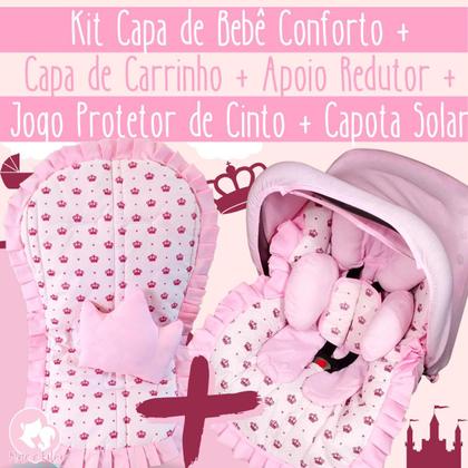 Imagem de Kit Capa de Bebê Conforto + Capa de Carrinho + Apoio Anatômico + Jogo Protetor de Cinto + Capota Solar - Mãe e Filho Enxovais