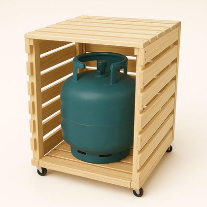 Imagem de Kit Capa De Botijão Madeira Com Rodinhas + Deck Reforçado