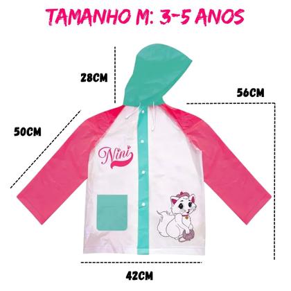 Imagem de Kit Capa De Chuva + Guarda Chuva C/Apito Capuz Ajustável e Botão De Pressão Personagens Infantis Para Crianças - Semax