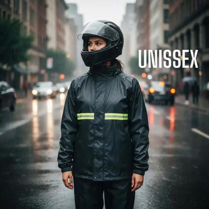 Imagem de Kit Capa De Chuva Impermeável Motoboy Refletivo Toca Preto G