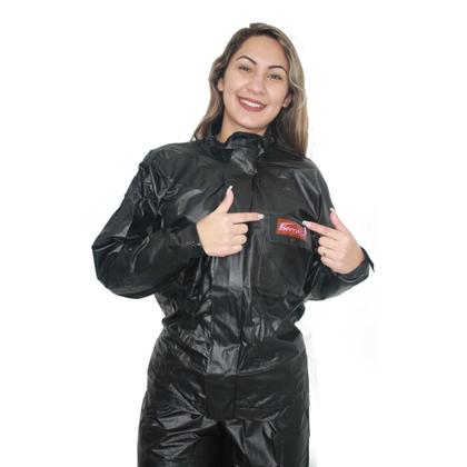 Imagem de Kit Capa de Chuva Motoqueiro Fem Protercapas Serrana M  + Sobre Bota Tamanho M