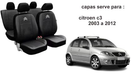 Imagem de Kit Capa de Couro C3 2003 a 2012 + Chaveiro e Capa de Volante Ajustável
