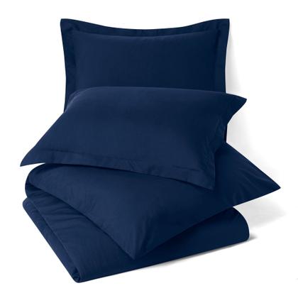 Imagem de Kit capa de edredom 400 fios microfibra casal 2,20 x 2,40 com zíper + 2 fronhas com abas duvet