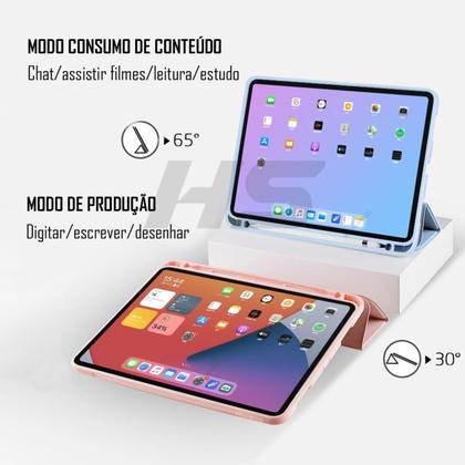 Imagem de Kit Capa de iPad Pro 11 4 ª 3 ª 2 ª 1 ª Geração + Película Fosca Paperlike Sensaçao de Papel - Smart Case Protetora c Espaço para Caneta Stylus Pen