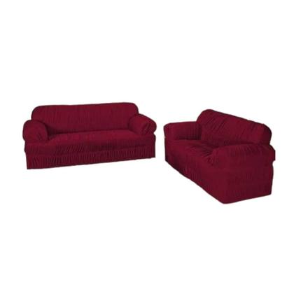 Imagem de Kit Capa De Sofá 3 E 2 Lugares Capa Protetora 21 Elásticos Vinho