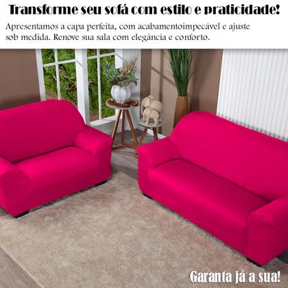 Imagem de Kit Capa De Sofá Lisa 3 E 2 Lugares Cor Pink