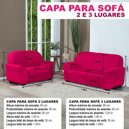 Imagem de Kit Capa De Sofá Lisa 3 E 2 Lugares Cor Pink