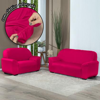 Imagem de Kit Capa De Sofá Lisa 3 E 2 Lugares Cor Pink
