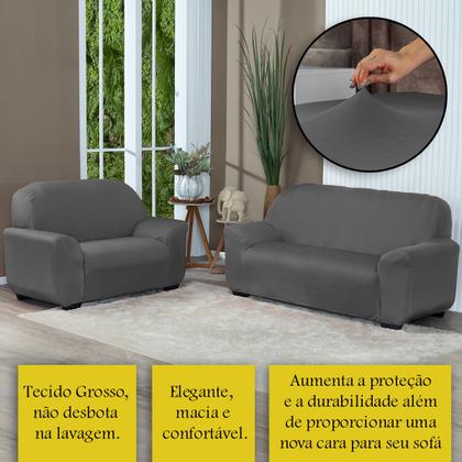 Imagem de Kit Capa De Sofá Lisa 3 E 2 Lugares Cor Preto