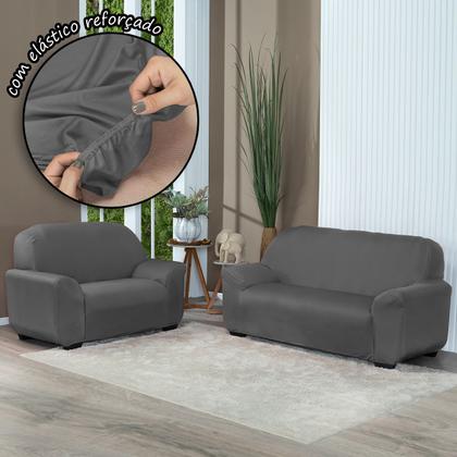 Imagem de Kit Capa De Sofá Lisa 3 E 2 Lugares Cor Preto