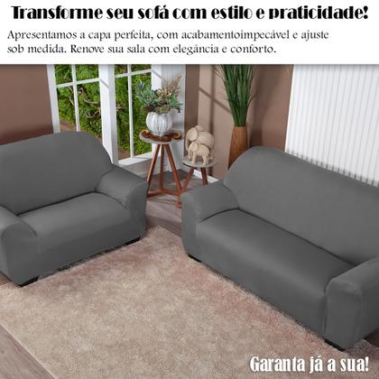 Imagem de Kit Capa De Sofá Lisa 3 E 2 Lugares Cor Preto