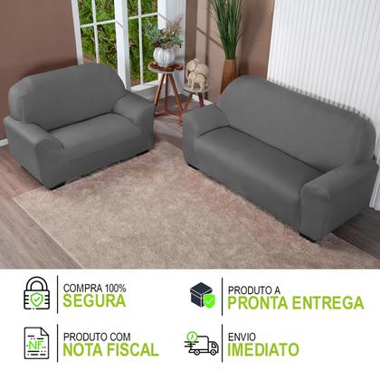 Imagem de Kit Capa De Sofá Lisa 3 E 2 Lugares Cor Preto