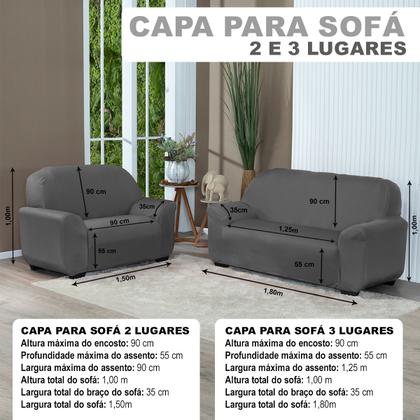 Imagem de Kit Capa De Sofá Lisa 3 E 2 Lugares Cor Preto