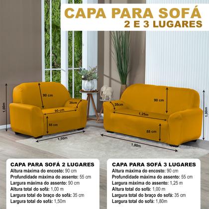 Imagem de Kit Capa De Sofá Lisa 3 E 2 Lugares Cor Preto
