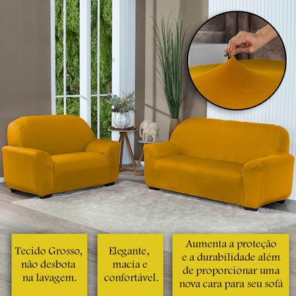 Imagem de Kit Capa De Sofá Lisa 3 E 2 Lugares Cor Preto