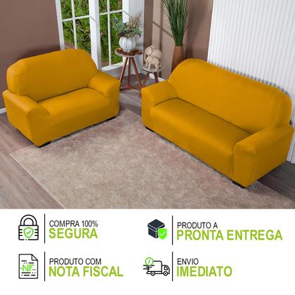 Imagem de Kit Capa De Sofá Lisa 3 E 2 Lugares Cor Preto