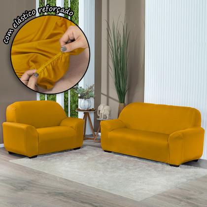 Imagem de Kit Capa De Sofá Lisa 3 E 2 Lugares Cor Preto